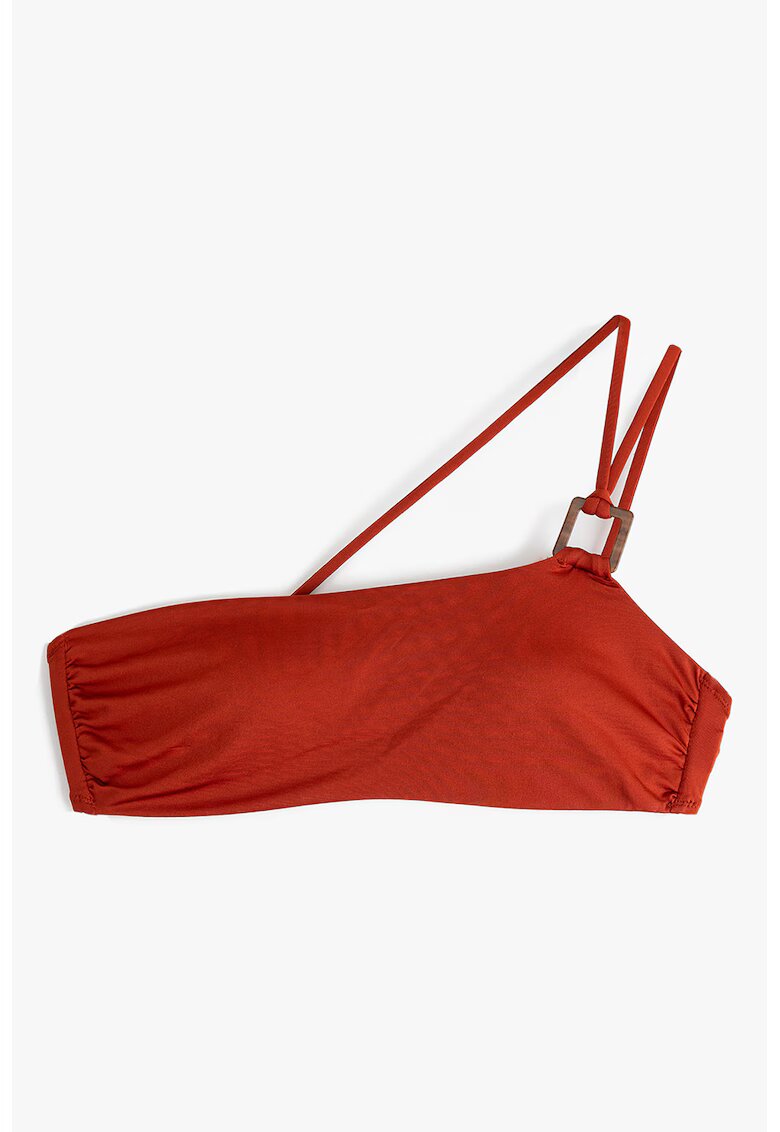 KOTON Sutien bralette de baie cu decolteu pe un umar - Rosu inchis