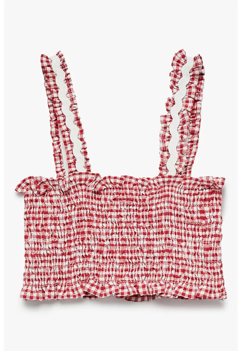 KOTON Top crop cu barete duble - Rosu/Alb
