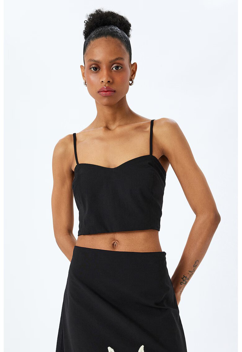 KOTON Top crop cu bretele subtiri - Negru