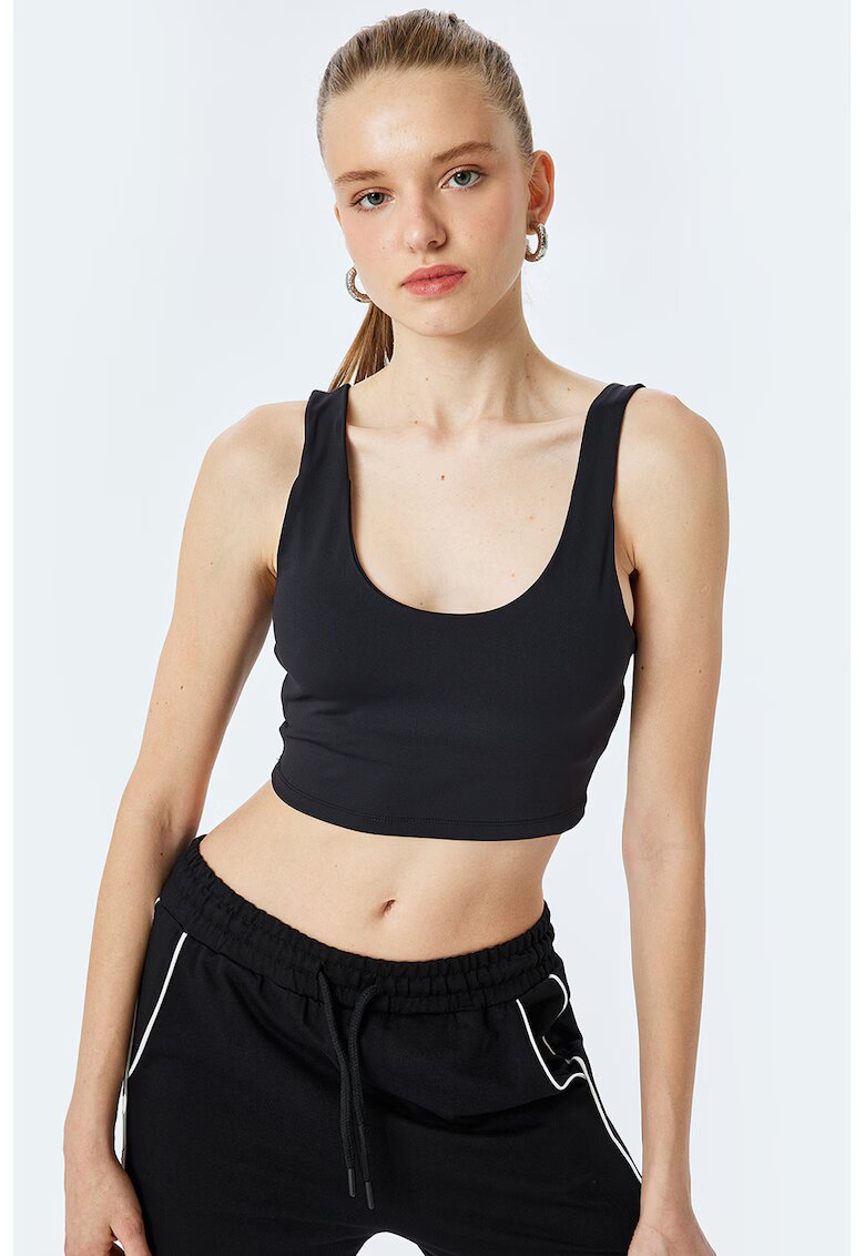 KOTON Top crop cu decolteu adanc - Negru