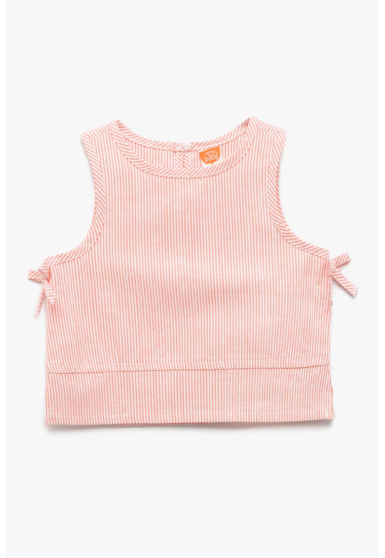 KOTON Top crop cu dungi - Alb/Roz prafuit