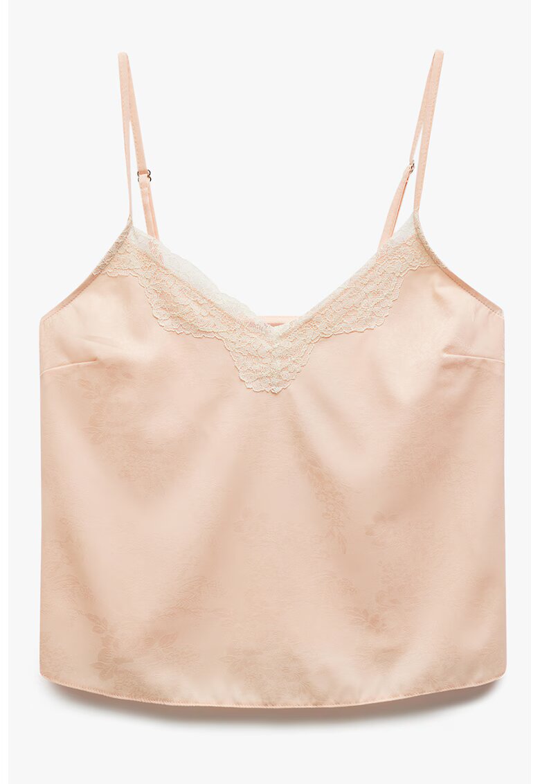 KOTON Top crop cu garnituri din dantela - Bej