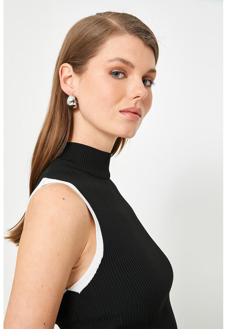 KOTON Top crop cu guler inalt - Negru