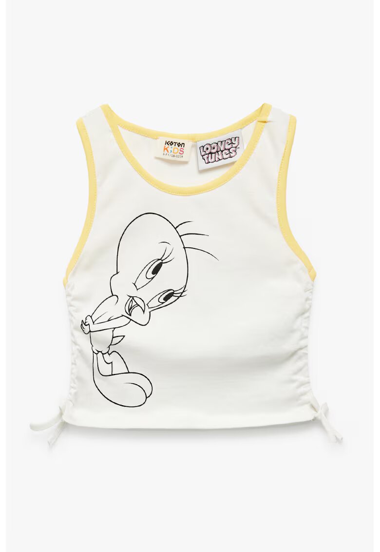 KOTON Top crop cu imprimeu desene animate - Galben/Negru stins/Alb murdar