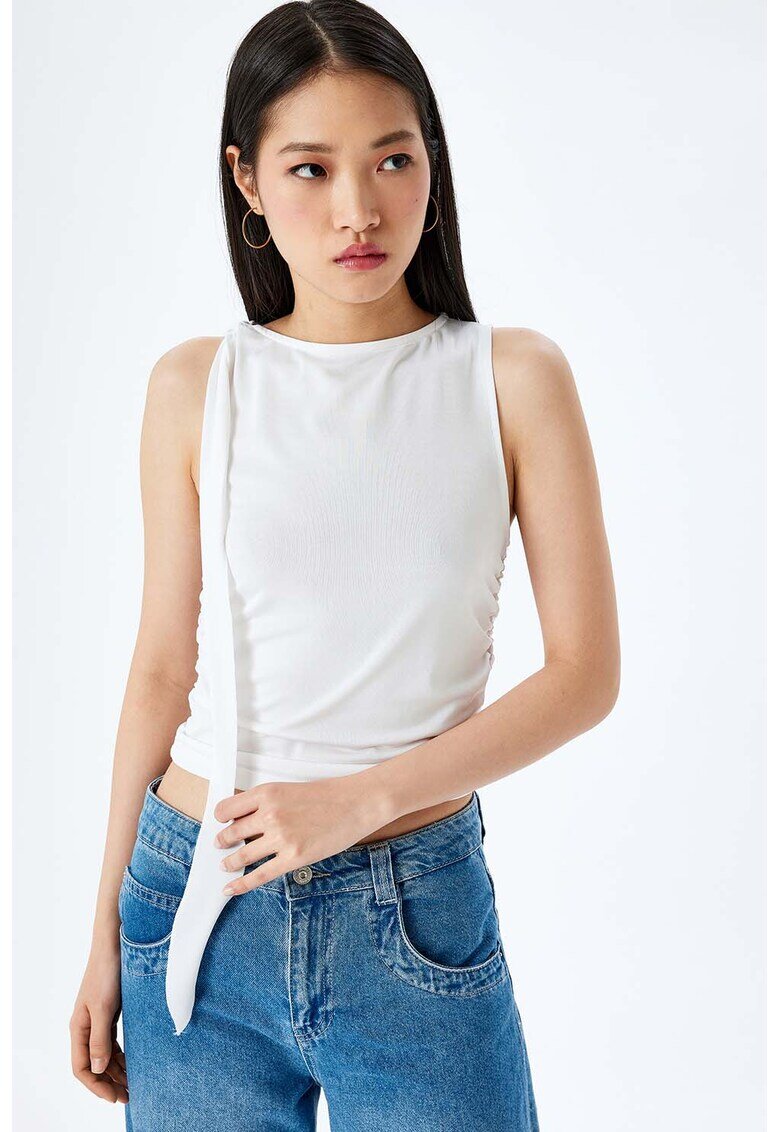 KOTON Top crop cu model uni - Alb