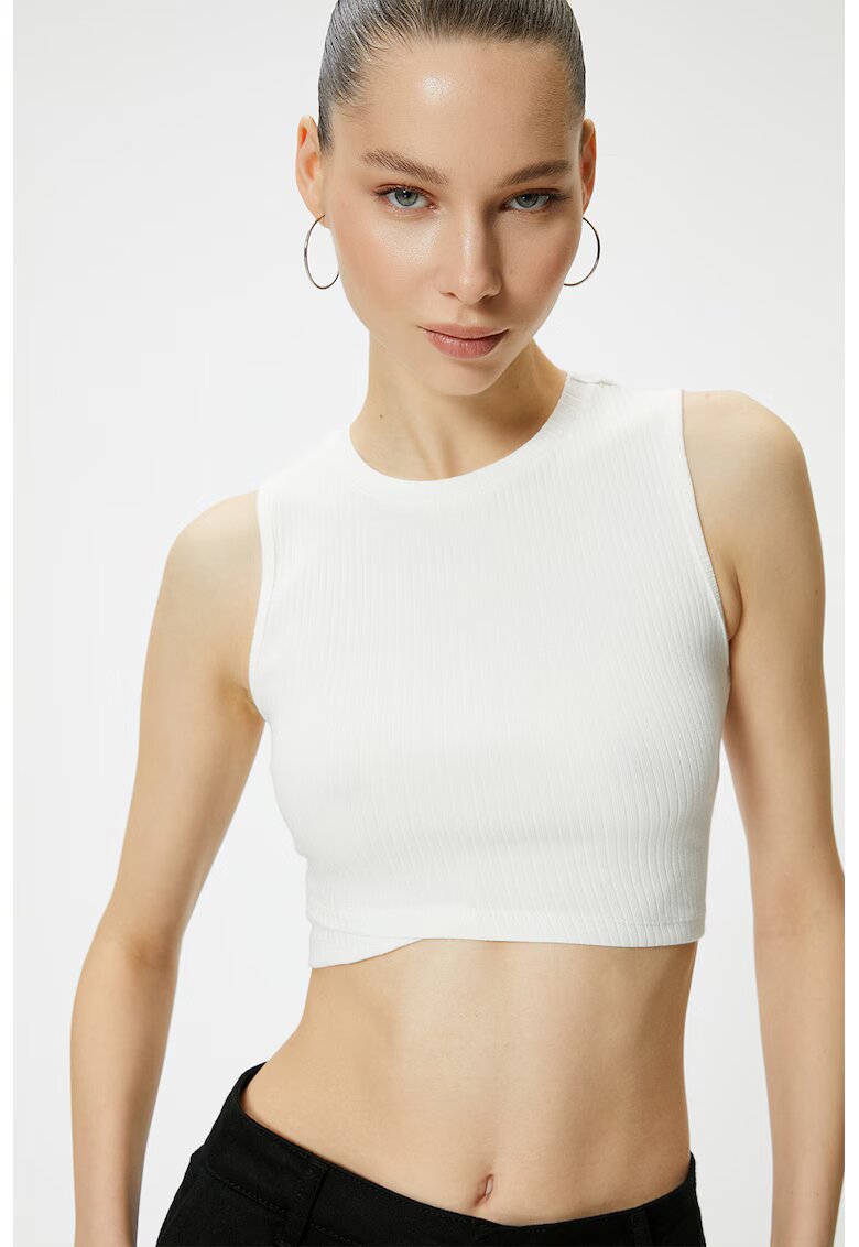 KOTON Top crop din amestec de bumbac - Alb
