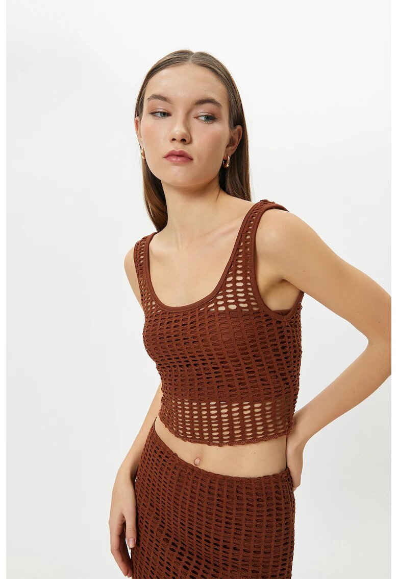 KOTON Top crop din amestec de bumbac - Maro