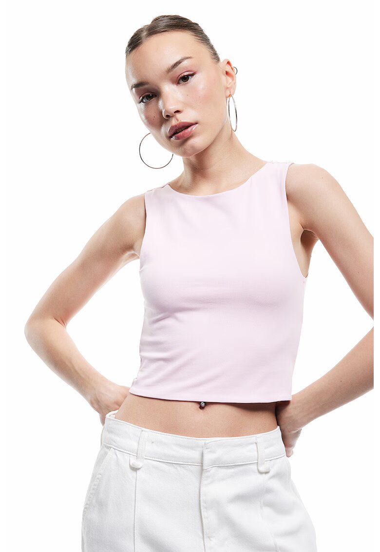 KOTON Top crop din amestec de bumbac - Roz pastel