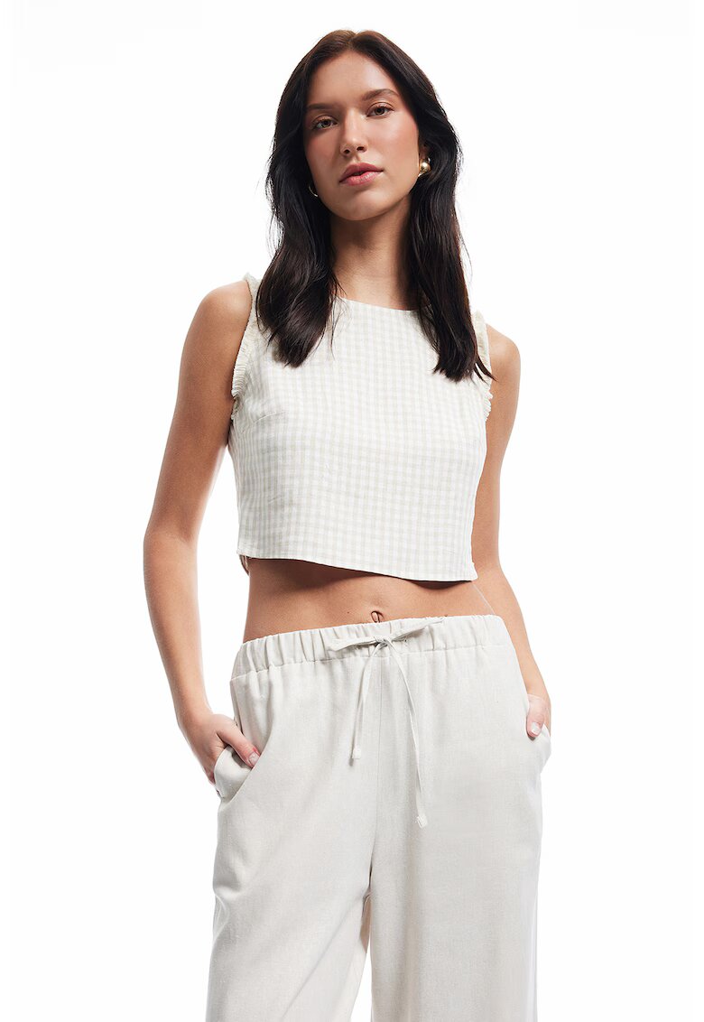 KOTON Top crop din amestec de in - Bej deschis