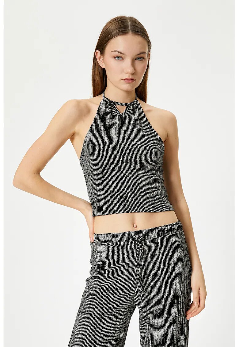 KOTON Top crop halter - Alb/Negru
