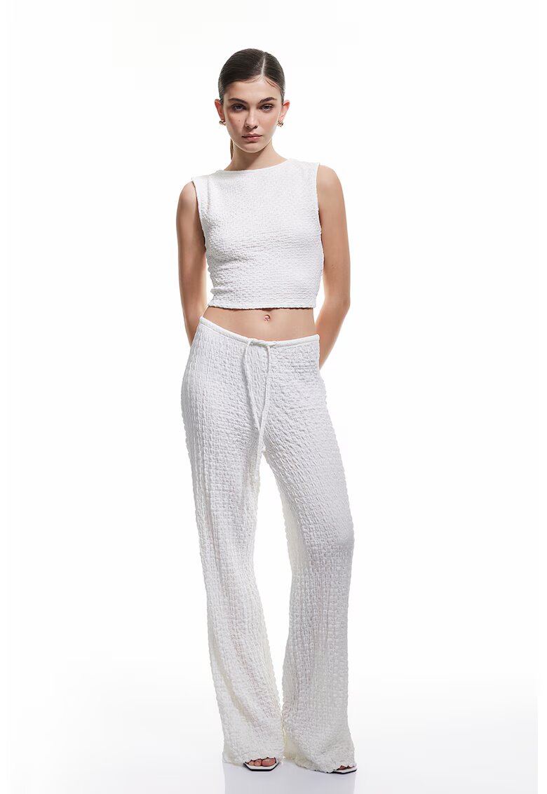 KOTON Top crop texturat - Alb optic