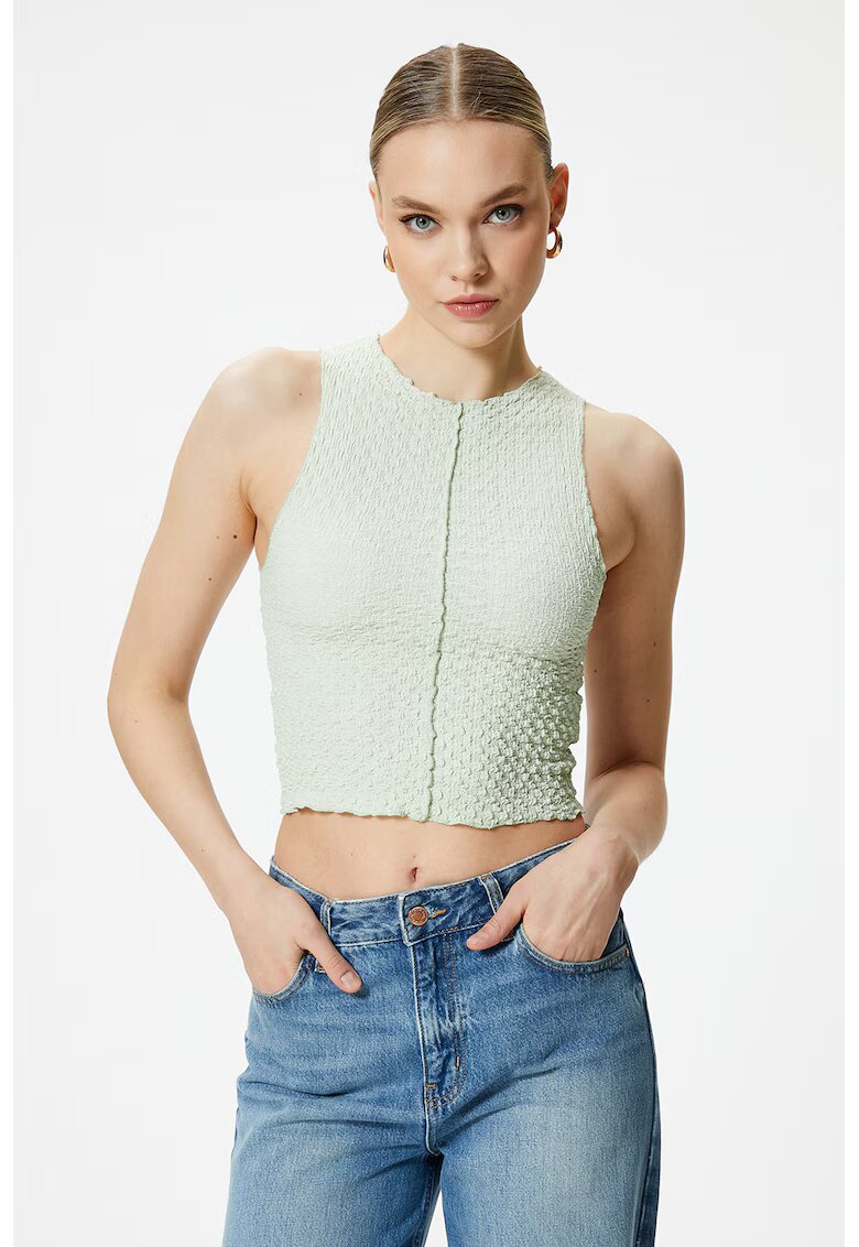 KOTON Top crop texturat - Verde pal