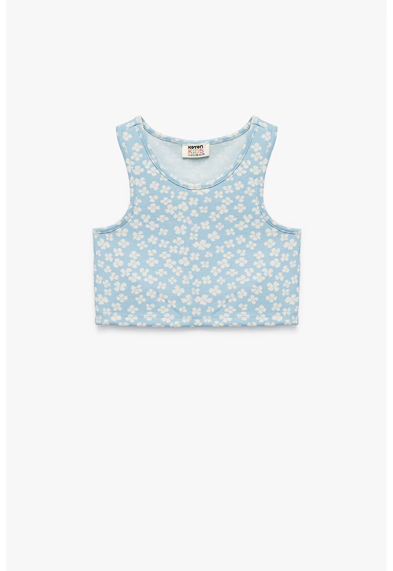 KOTON Top cu imprimeu floral - Albastru pastel/Alb murdar