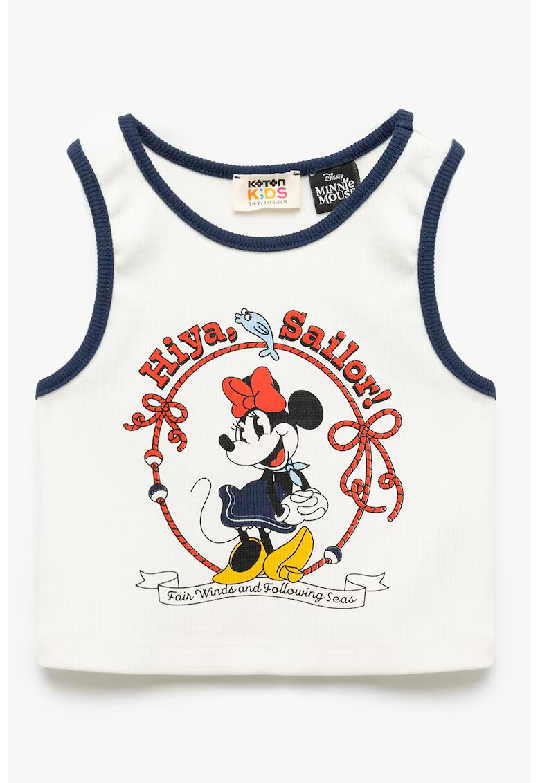 KOTON Top cu Minnie Mouse si aspect texturat - Rosu/Alb/Bleumarin