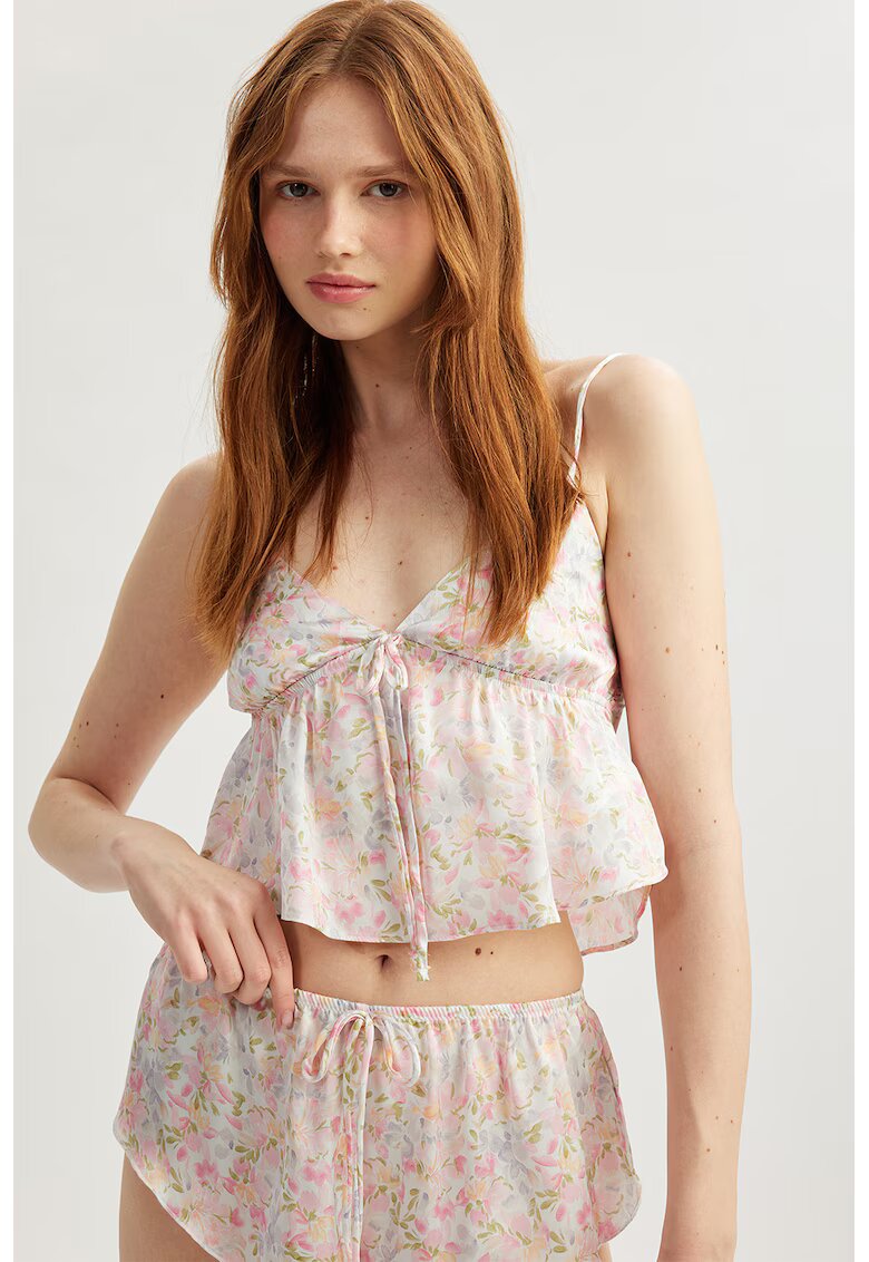 KOTON Top de pijama cu model floral - Verde/Roz