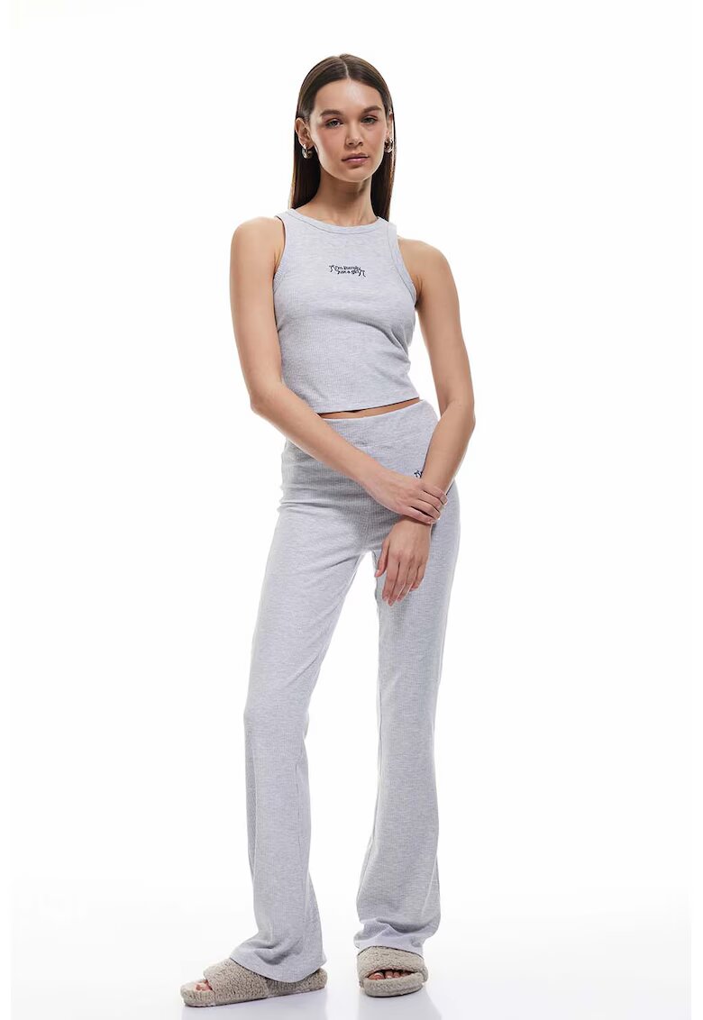 KOTON Top de pijama striat - Gri deschis melange