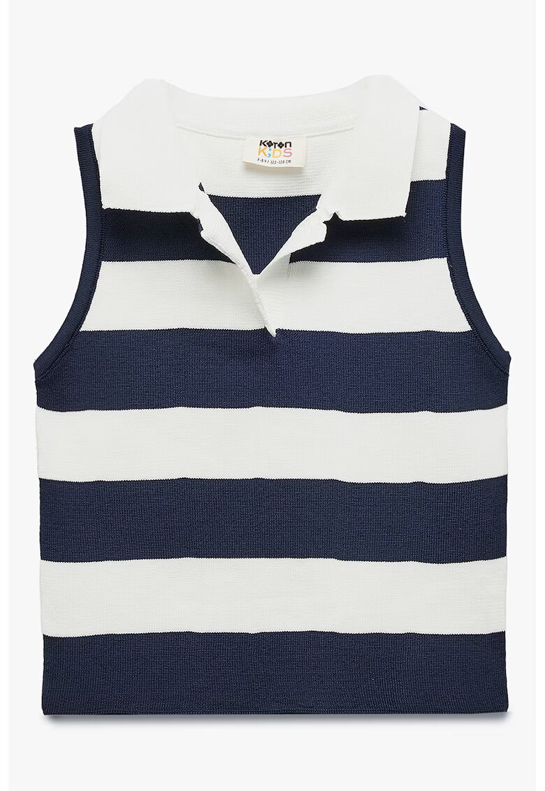 KOTON Top polo in dungi - Alb/Bleumarin