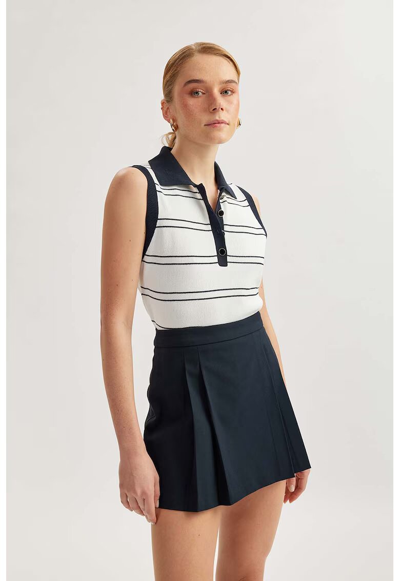 KOTON Top polo slim fit - Alb/Albastru ultramarin