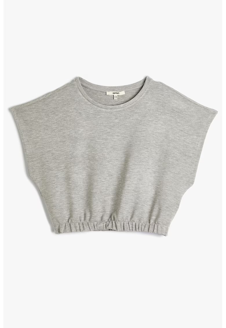 KOTON Tricou crop cu insertie elastica - Gri