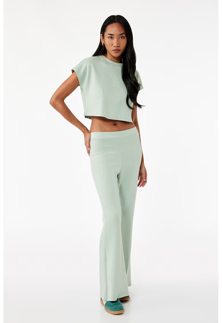 KOTON Tricou crop cu model uni - Verde pal