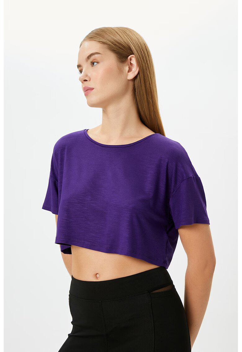 KOTON Tricou crop din amestec de viscoza - Ametist