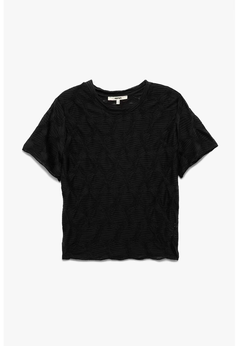 KOTON Tricou crop texturat - Negru