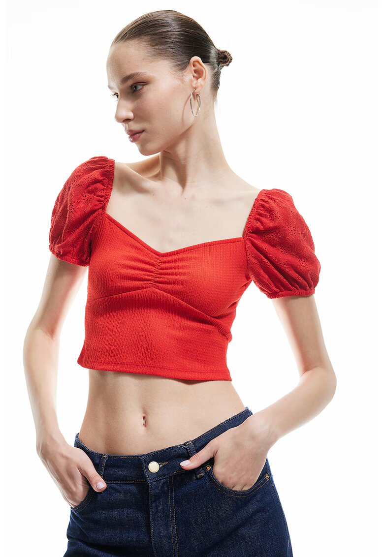 KOTON Tricou crop uni - Rosu