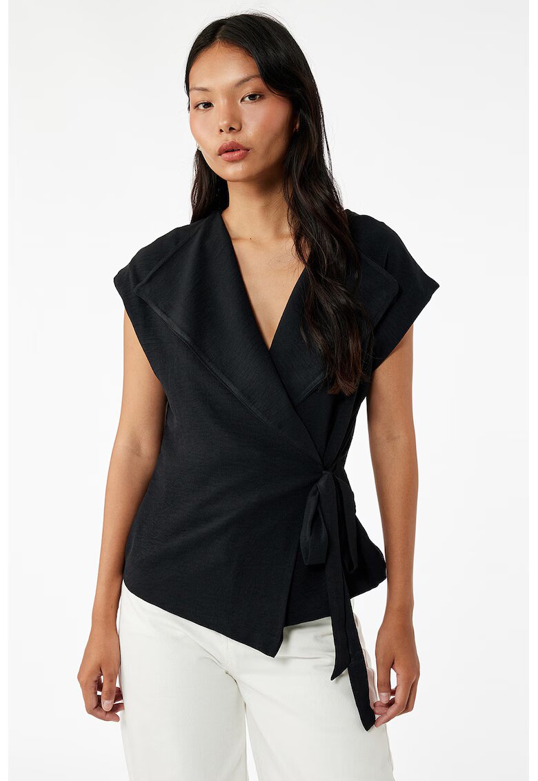 KOTON Tricou cu decolteu cache-coeur - Negru