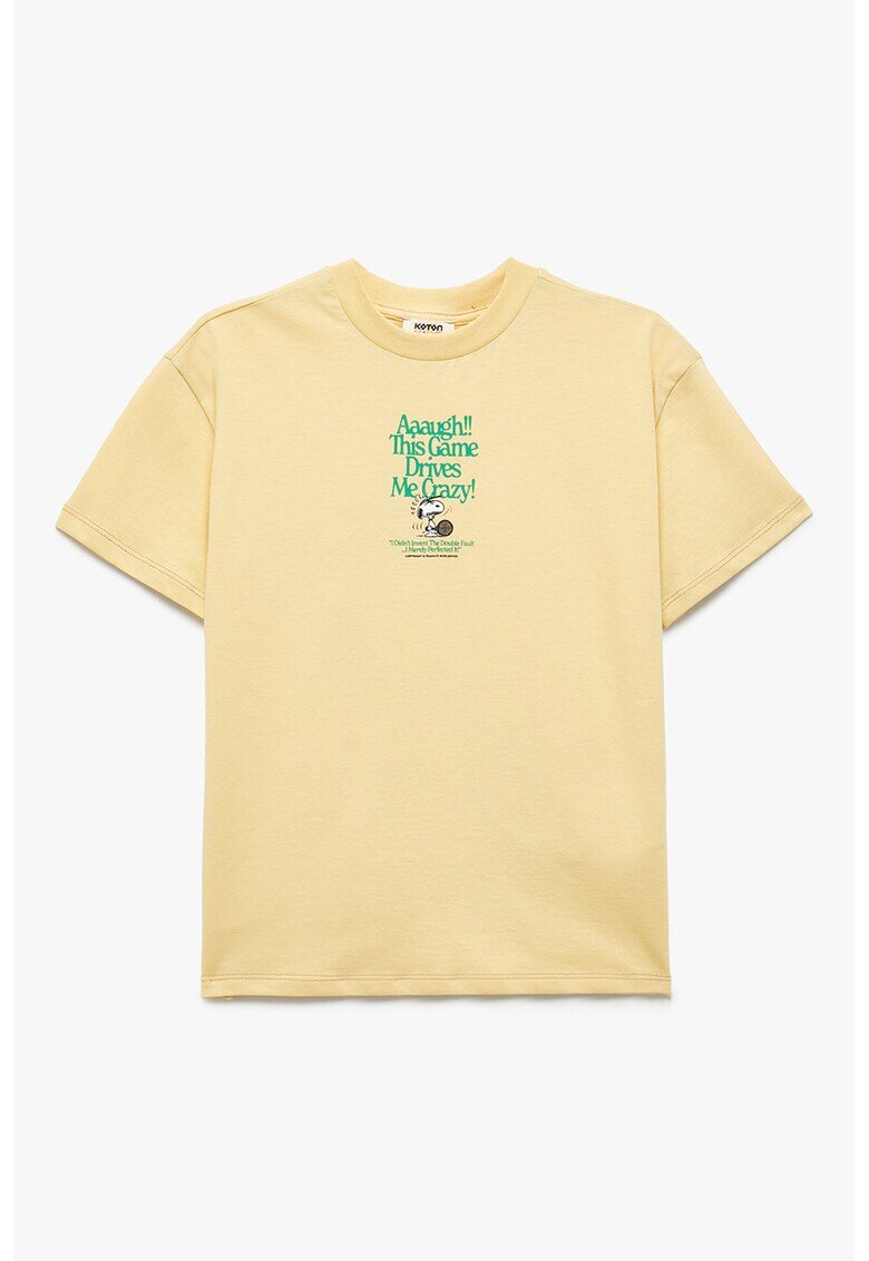 KOTON Tricou cu decolteu la baza gatului si imprimeu cu desene animate - Verde/Negru/Galben pal