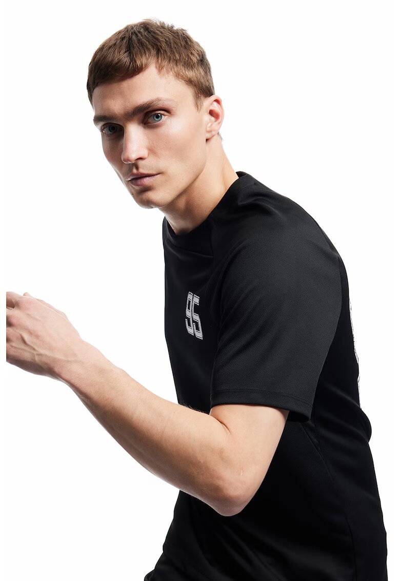 KOTON Tricou cu decolteu la baza gatului si imprimeu pe spate - Alb/Negru