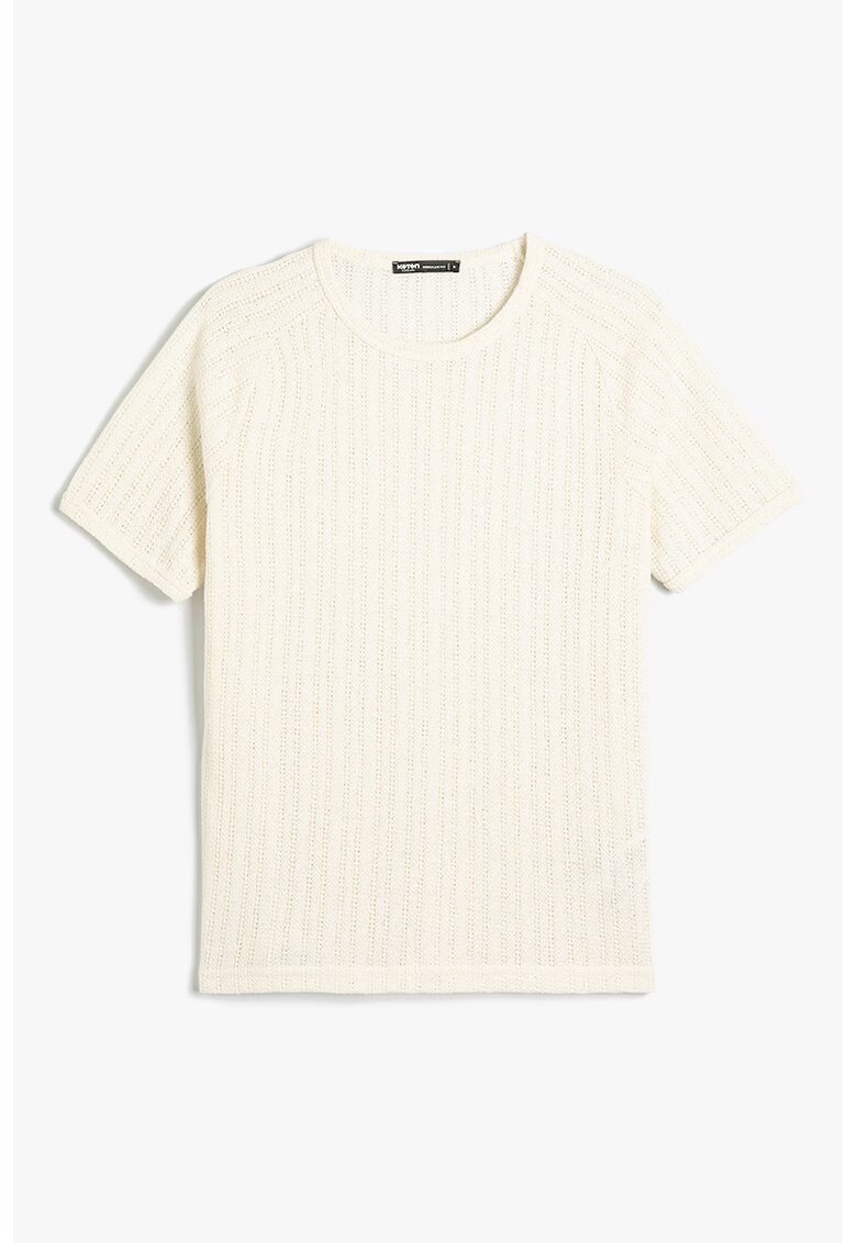 KOTON Tricou cu decolteu la baza gatului si maneci raglan - Crem