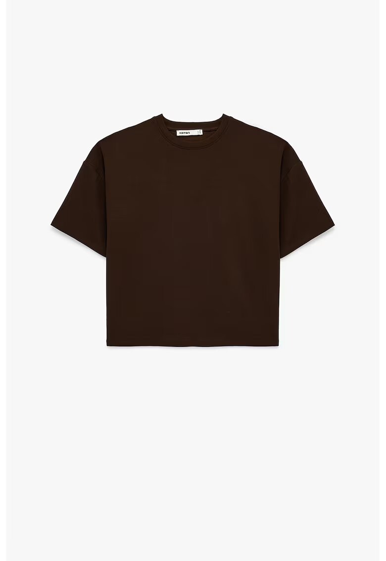 KOTON Tricou cu decolteu rotund - Maro inchis