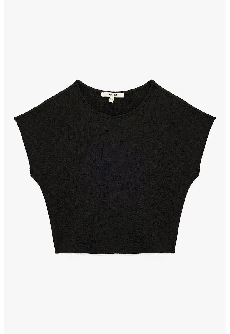 KOTON Tricou cu decolteu rotund si model uni - Negru