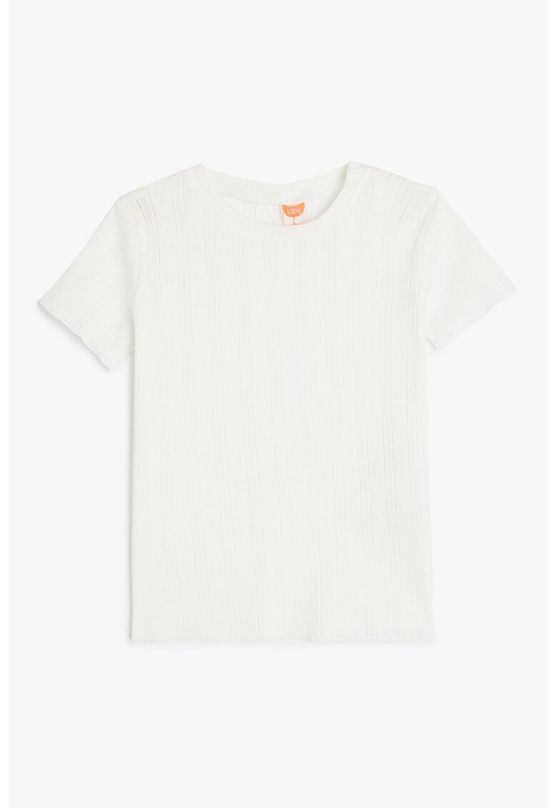 KOTON Tricou cu decupaje discrete si decolteu la baza gatului - Alb