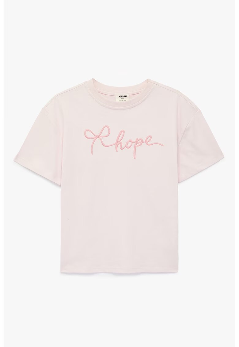 KOTON Tricou cu detaliu brodat - Piersica