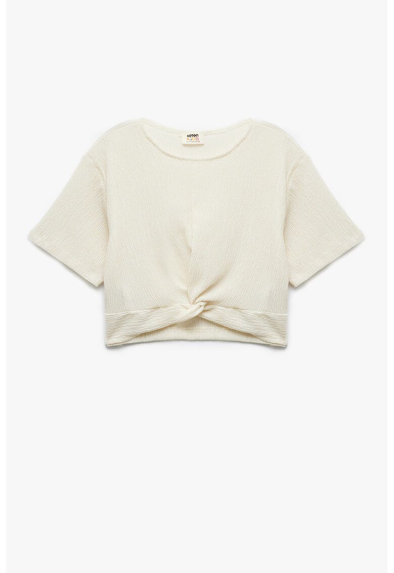 KOTON Tricou cu detaliu innodat - Crem