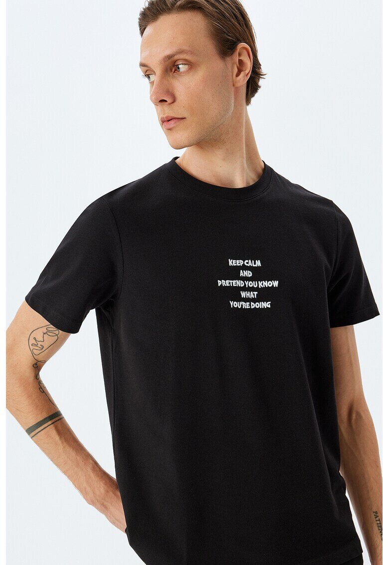 KOTON Tricou cu text - Negru