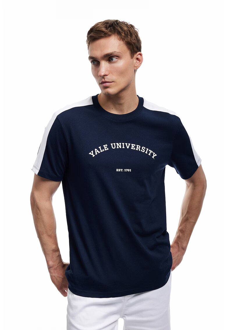 KOTON Tricou de bumbac cu text - Albastru ultramarin