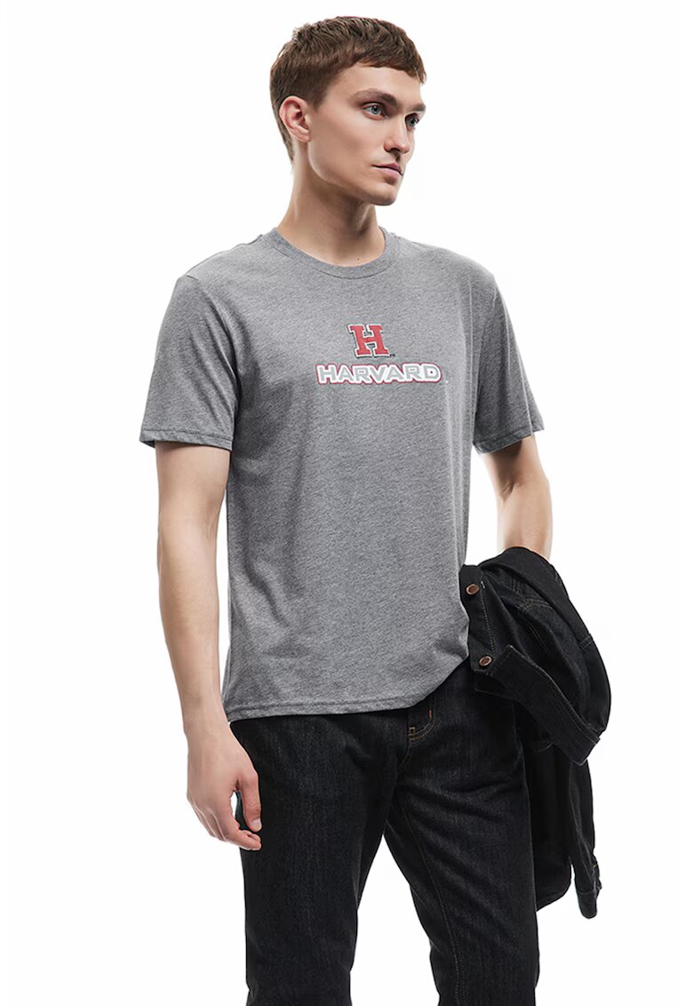 KOTON Tricou din amestec de bumbac cu imprimeu text - Gri inchis