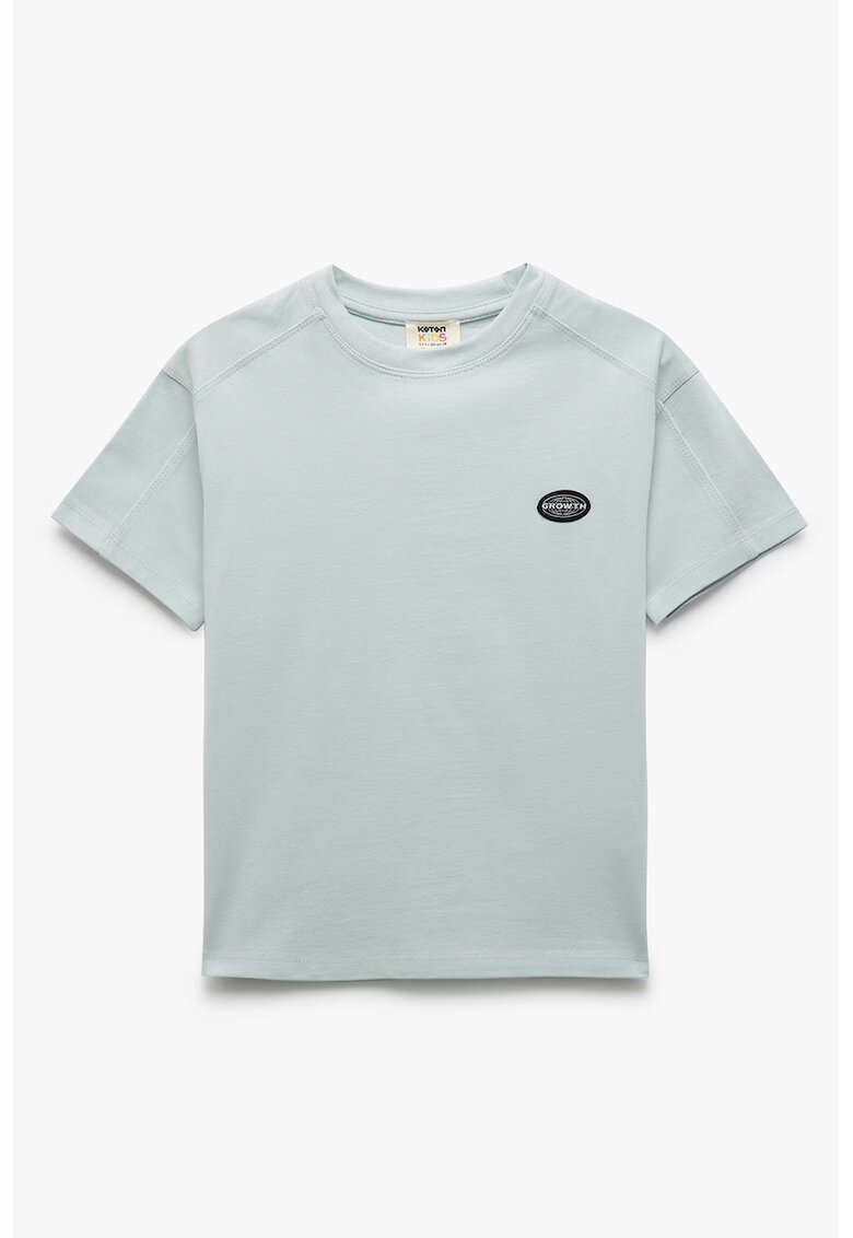 KOTON Tricou din bumbac cu decolteu la baza gatului - Gri deschis