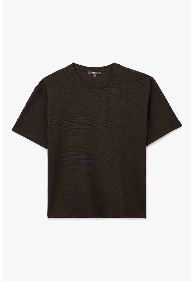KOTON Tricou din bumbac cu model uni - Maro inchis