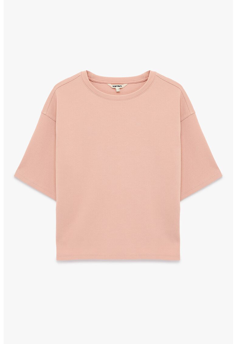 KOTON Tricou lejer cu decolteu la baza gatului - Coral