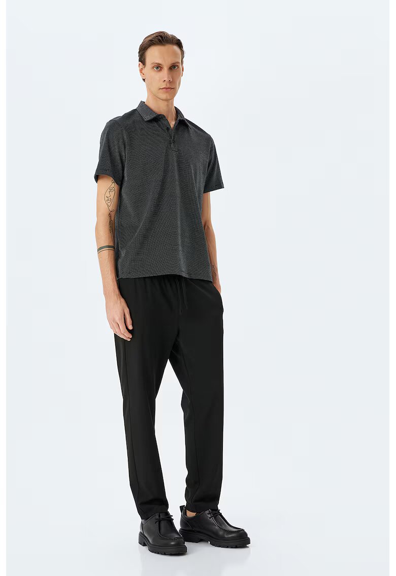 KOTON Tricou polo cu dungi - Negru/Alb optic