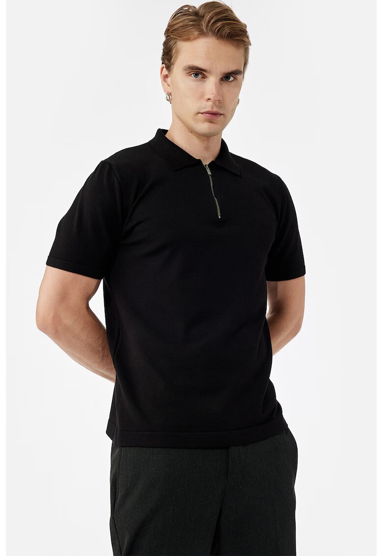 KOTON Tricou polo cu fermoar scurt