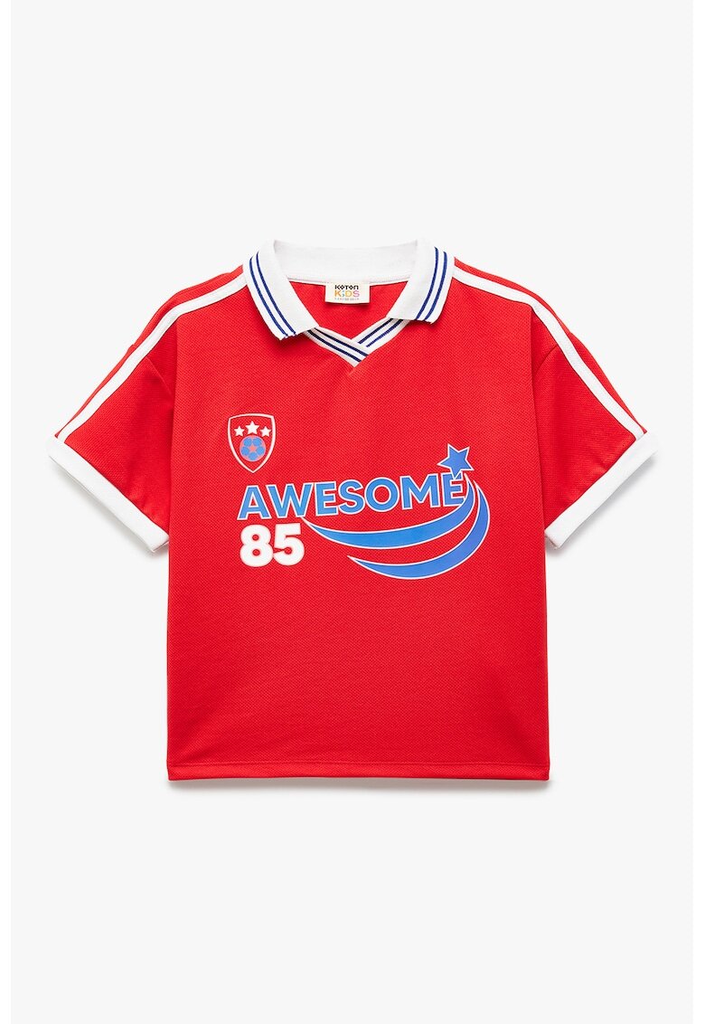 KOTON Tricou polo cu imprimeu - Rosu/Alb
