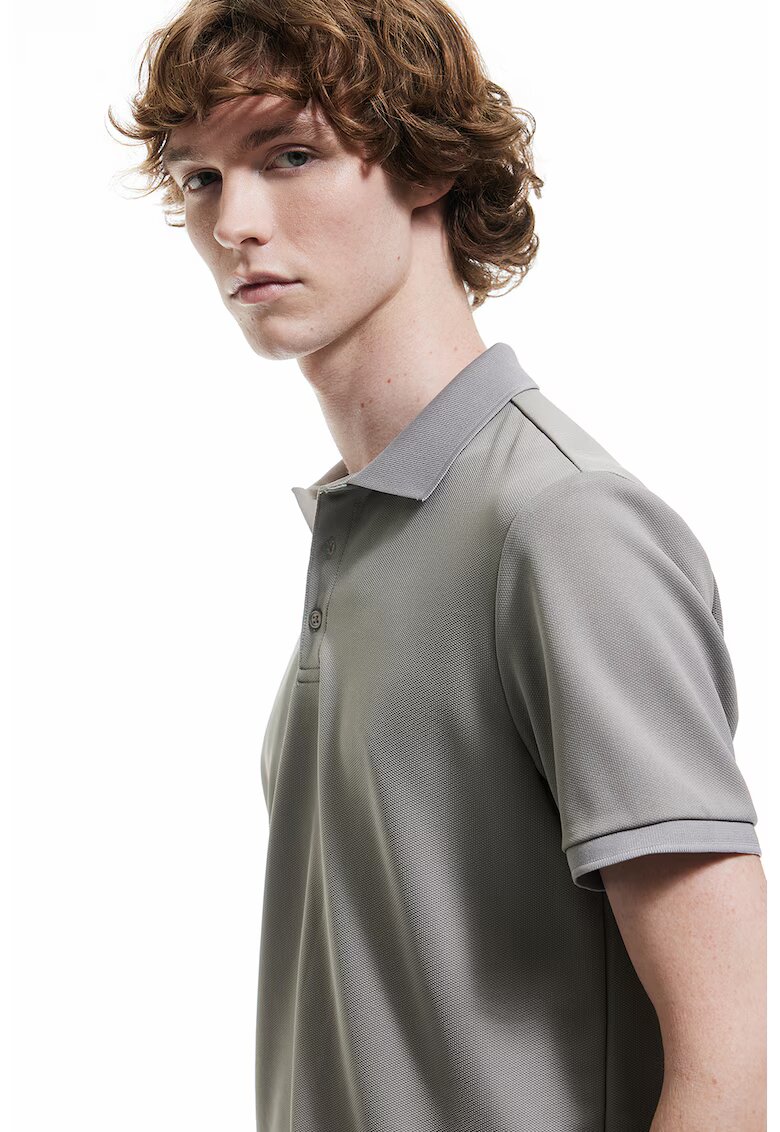 KOTON Tricou polo cu model uni - Gri melange
