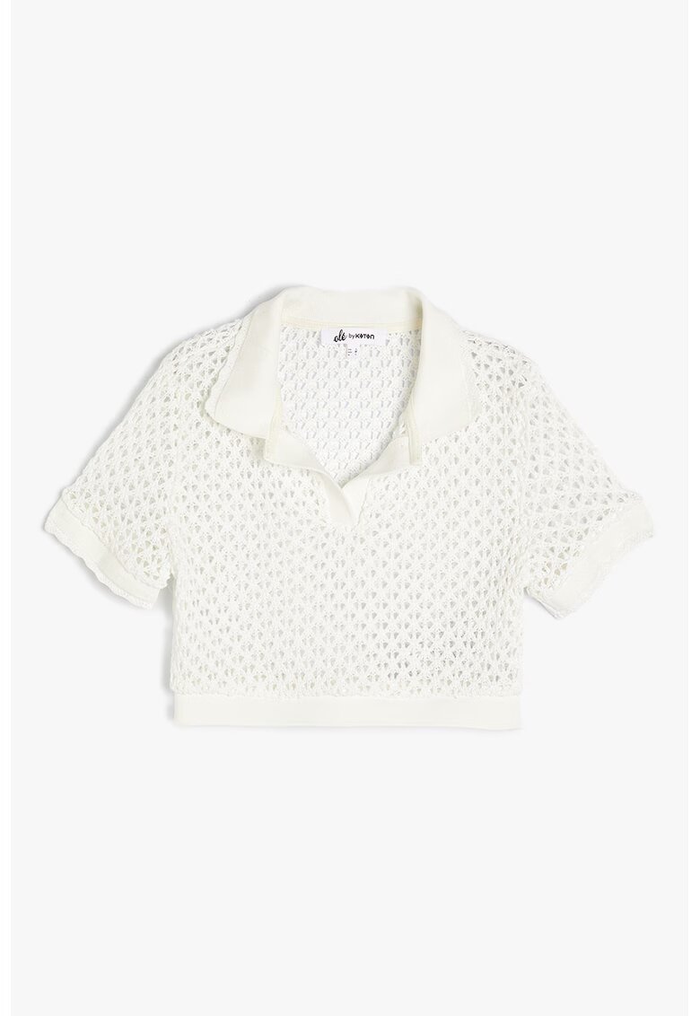 KOTON Tricou polo cu perforatii - Alb optic