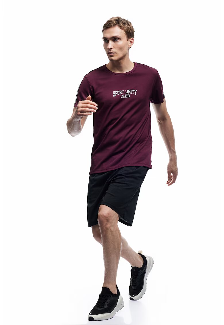 KOTON Tricou regular fit cu imprimeu text - Alb/Rosu inchis