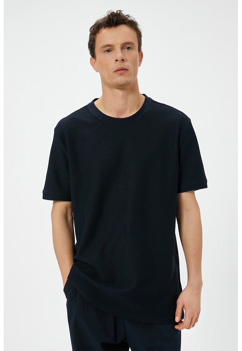 KOTON Tricou slim fit texturat - Negru