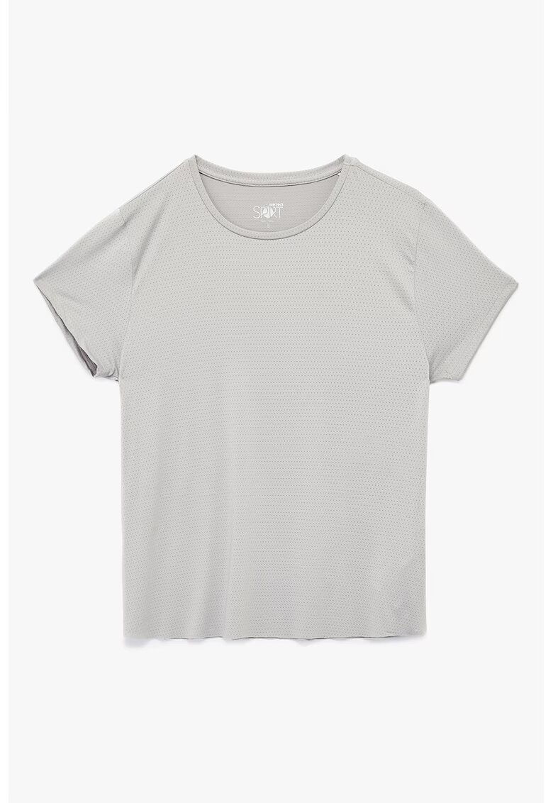 KOTON Tricou uni cu croiala lejera - Gri deschis